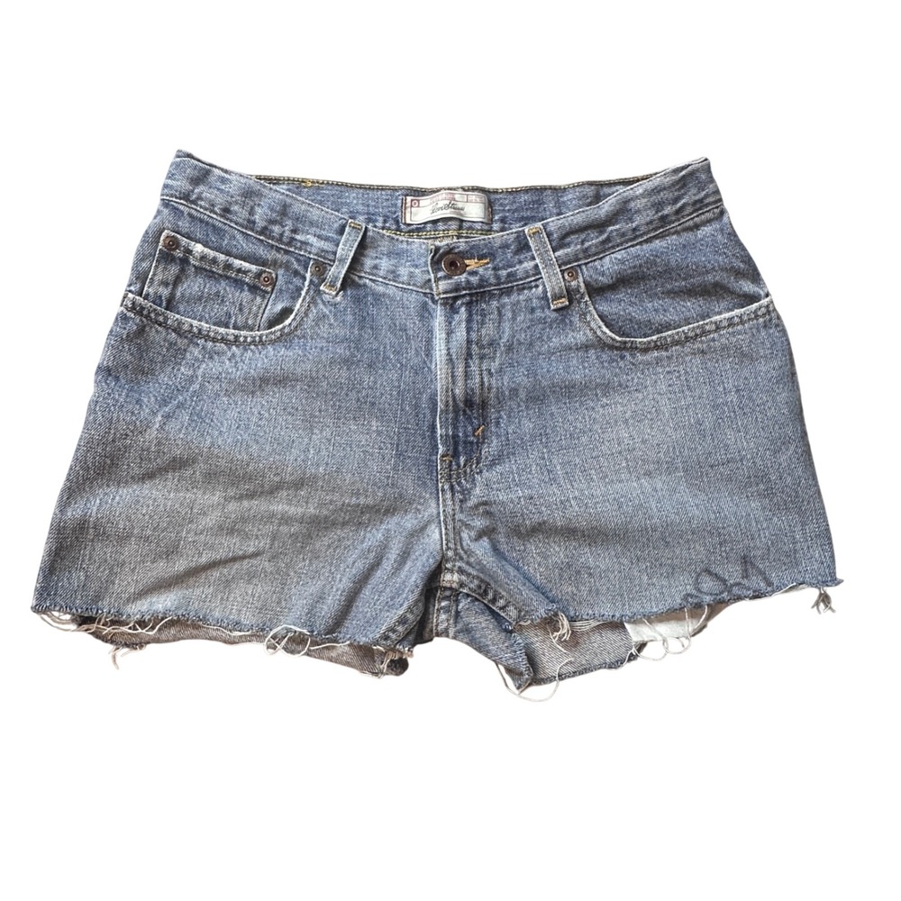 Levi Strauss Signature Denim Shorts Women‎ 14 Husky Blue Cut Off Raw Hem Cotton